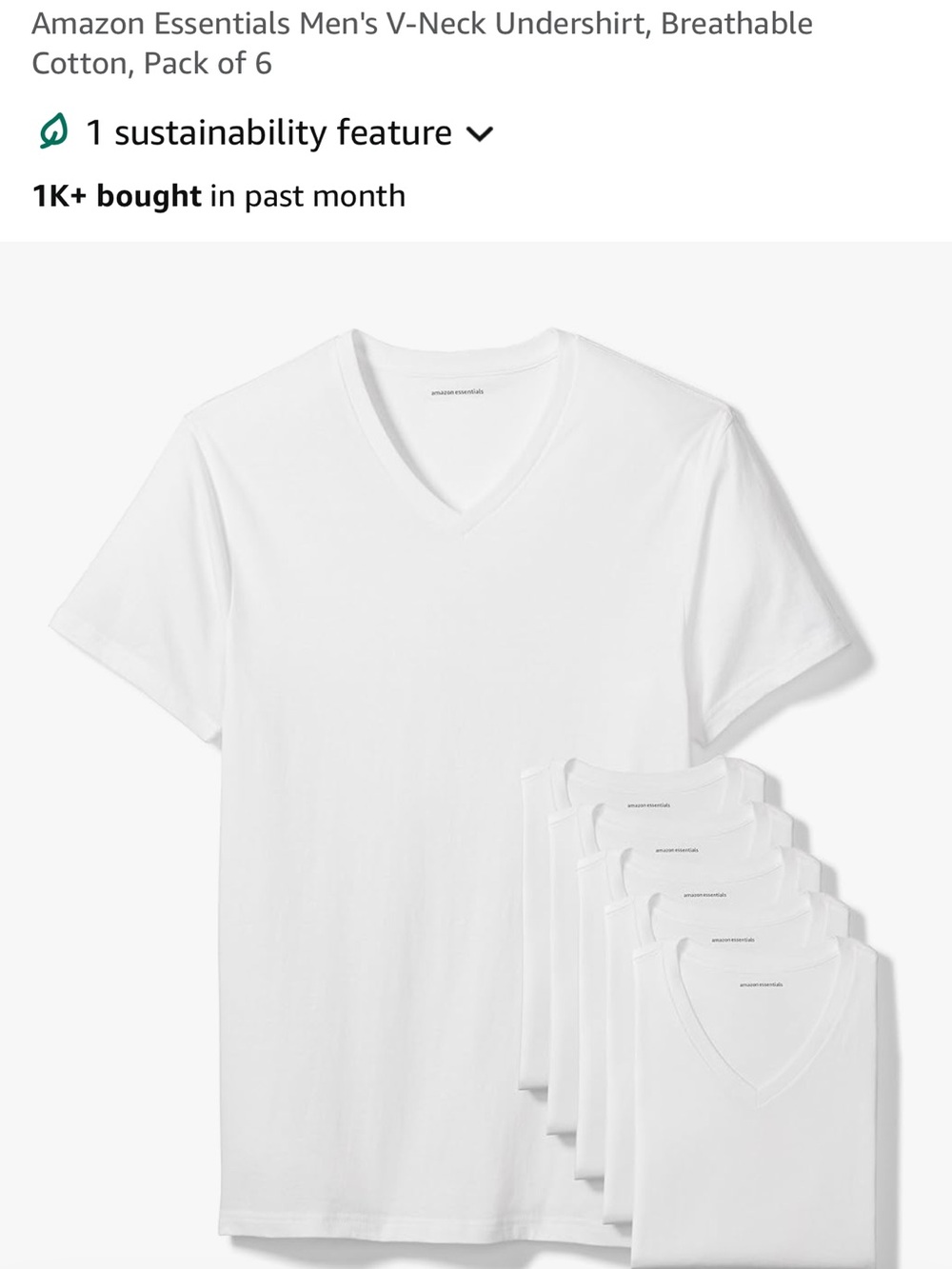 Pack of 6 V-Neck White Undershirts